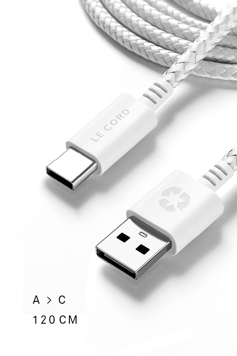Super Pale USB A till Type C-kabel · 2 meter · Tillverkad av återvunnen plast