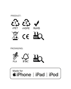 Svart iPhone Lightning-kabel · 2 meter · Tillverkad av återvunna fisknät